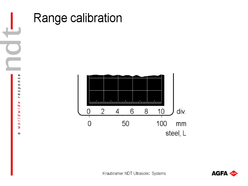 Krautkramer NDT Ultrasonic Systems 0 100 mm 50 steel, L div. Range calibration